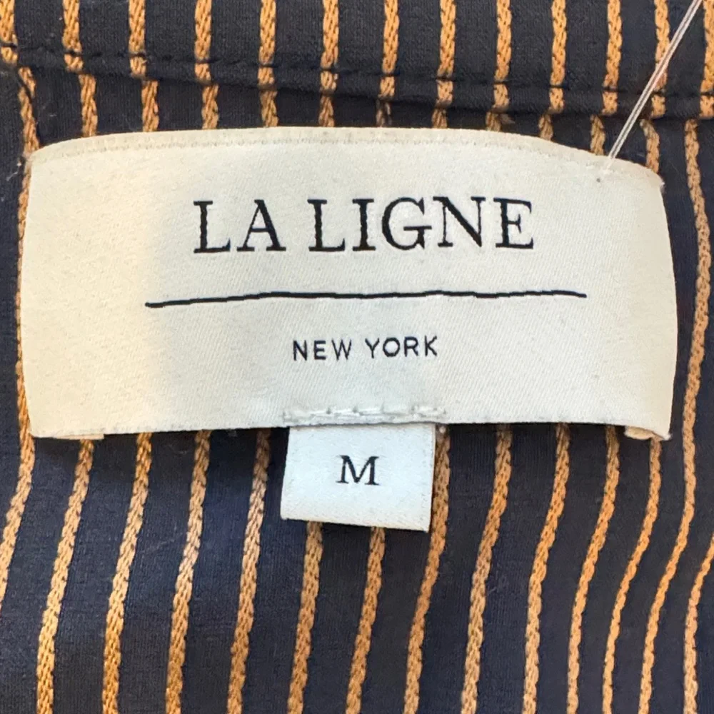 LA LIGNE Gitane Ruched Striped Cotton-Blend Dress size medium w/ pockets - Picture 8 of 12